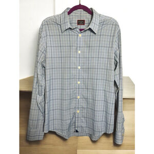 Size L Untuckit Blue & White Plaid Slim Fit Button Down Long Sleeve Shirt 40809